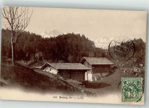 3860 Brünig 1907 Foto AK Briefmarke Bildseite