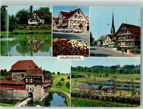 8580 Amriswil 1972 Foto AK Schwimmbad Gasthaus Auto Wasser- Schloss