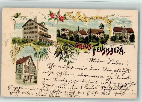 8835 Feusisberg 1908 BOAKC Gasthaus Hotel Schönfels Pension zur Frohen Aussicht Lithographie