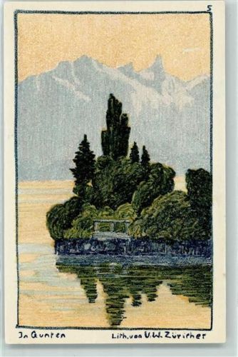 3654 Gunten Gebrauchsspuren Lith von UW Zürcher sign.