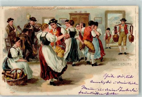 Toggenburger Sennenball sign Rudolf Trachten Toggenburg 1899 Lithographie