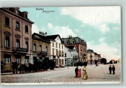 8610 Uster 1904 - Bahnhofstrasse , Hotel, AK