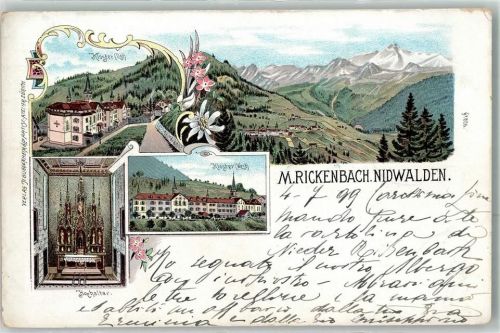 6383 Niederrickenbach Maria Rickenbach 1899 Lithographie Kloster Hochaltar