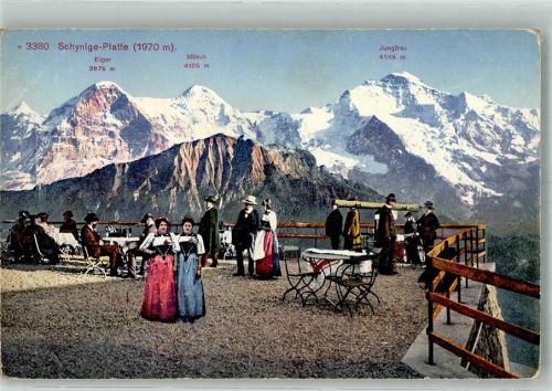 Schynige Platte Foto AK Fernrohr Aussichtplattform