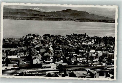 Nyon Ffliegeraufnahme Bahnhof Bahnhof Schweiz Foto AK