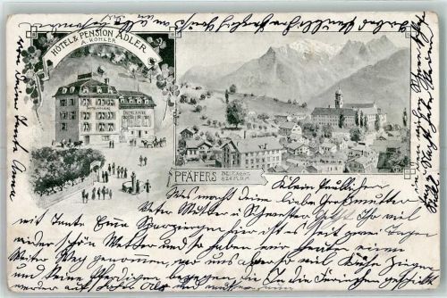 7312 Pfäfers 1901 Gebrauchsspuren Hotel Pension Adler A. Kohler
