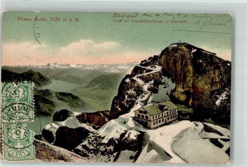 6010 Pilatus Kulm 1906 - Frankatur vorne Gasthaus