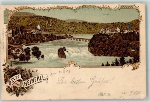 8212 Neuhausen am Rheinfall 1898 Lithographie Eisenbahn