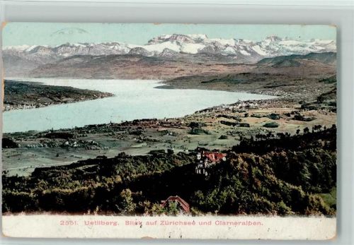 8000 Zürich 1907 - Uetliberg Blick auf Zürichsee und Glarneralpen