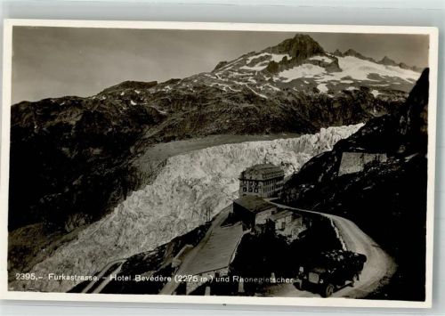 Furka 1927 Foto AK Hotel Belvedere Omnibus