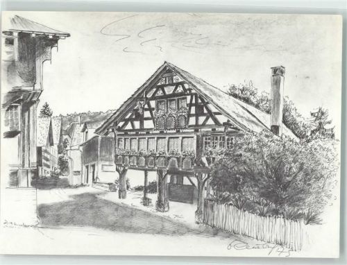 9230 Burgau Flawil Künstlerkarte Altes Gerichtsgebäude sign. E. Eng-Gambazzi