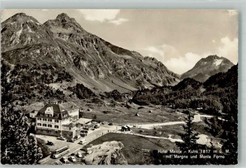 7516 Maloja 1957 Foto AK Omnibus Hotel Maloja Kulm