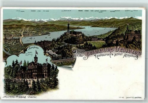8143 Uetliberg Lithographie Hotel Annaburg