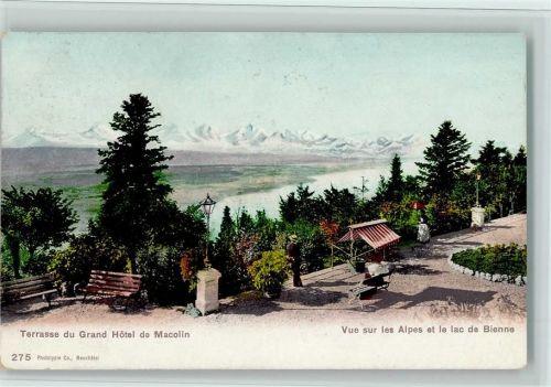 2532 Magglingen Macolin - Terrasse du Gran Hôtel de Macolin Vue sur les Alpes et le lac de Bienne