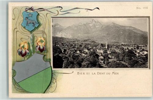 1880 Bex Prägedruck Dent du Midi Wappen Lithographie