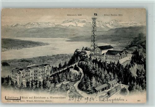 8143 Uetliberg 1904 - Blick auf Zürichsee u. Glaneralpen Uetlibergbahn