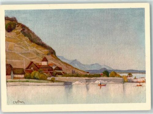 2513 Twann Künstlerkarte Am Bielersee sign. Jean Zeltner