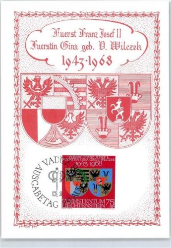 Vaduz Fürst Franz Josef II Maximumkarte mit Sonderstempel Ausgabetag Adel Liechtenstein KEINE AK