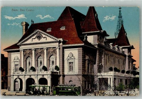 3000 Bern Berne Foto AK Das Casino Straßenbahn