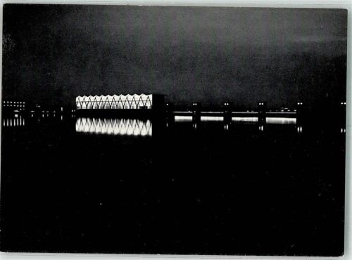 4127 Birsfelden Foto AK Rheinkraftwerk bei Nacht