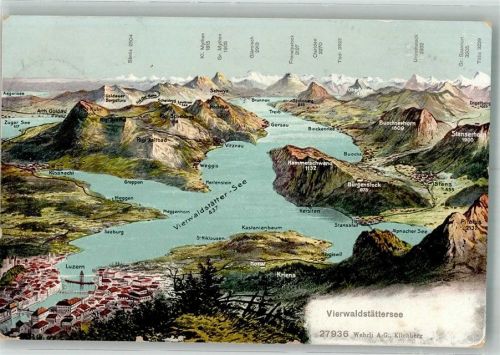 6000 Luzern Lucerne 1903 Foto AK Vogelschau Vierwaldstättersee