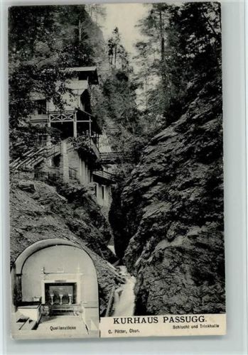 7062 Passugg-Araschgen 1906 - Kurhaus Quellenstöcke Schlucht und Trinkhalle