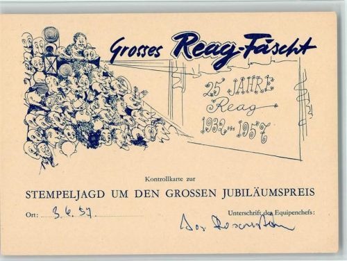 Zürich Grosses Reag-Fäscht - Ereignis 1932-1957 - Kontrollkarte zur Stempeljagd Motiv Schweiz