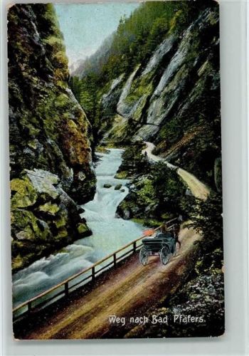 7312 Pfäfers Gebrauchsspuren Weg nach Bad Pfäfers Pferdekutsche