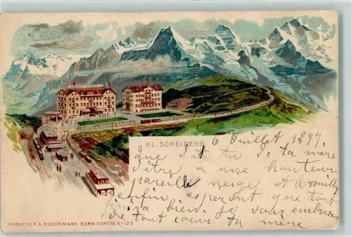 3823 Kleine Scheidegg 1899 Lithographie Bergbahn