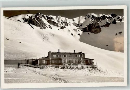 Parsenn Foto AK Winter Skihütte Foto Gaberell Hüttenstempel