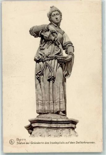 3000 Bern Berne - Seilerbrunnen mit Statue der Gründerin des Inselspitals