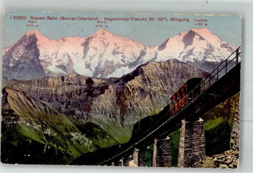 3703 Aeschi b. Spiez 1919 Gebrauchsspuren Bergbahn Niesen-Bahn Hegerenalp-Viadukt