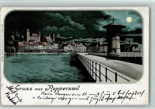 8640 Rapperswil SG 1899 Lithographie / Mondschein