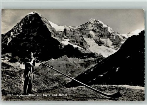 Alphornbläser Eiger Mönch Motiv Schweiz