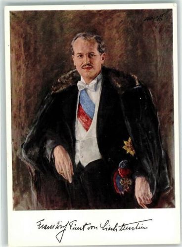 Franz Josef II. Fürst von Lichtenstein Gemälde Prof. Poebing Mylot München Adel Liechtenstein Künstlerkarte