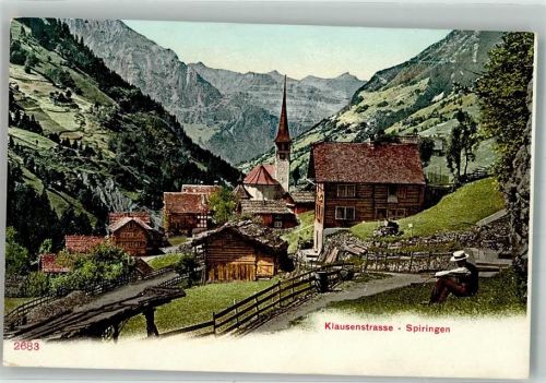 6464 Spiringen Foto AK Kirche Klausenstrasse