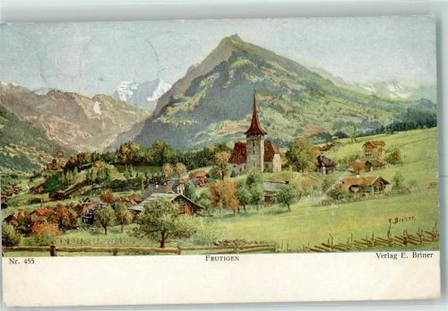 3714 Frutigen 1903 Karte beschädigt Kirche sign. E. Breiner