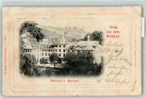 9057 Weissbad 1902 Gebrauchsspuren Prägedruck