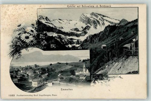 6376 Emmetten 1909 Gebrauchsspuren Kohltal Schwalmis ob Schöneck Kirche