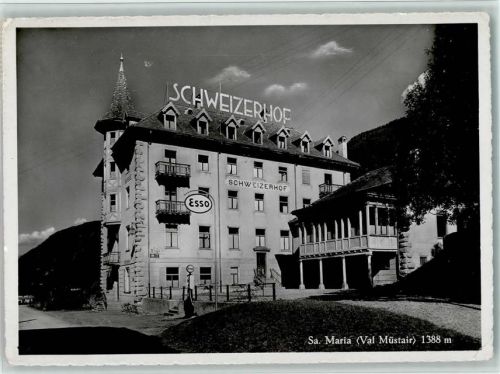 7536 Sta. Maria Val Müstair 1952 - Hotel Schweizerhof - Esso Tankstelle