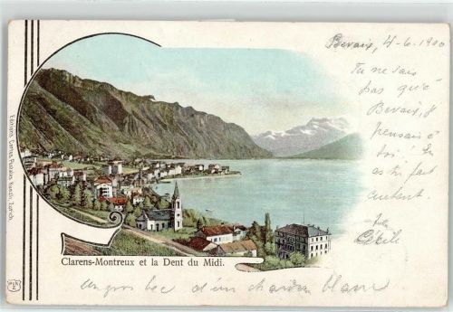 1815 Clarens 1900 Lithographie Kirche