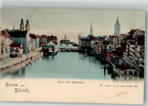 8000 Zürich Foto AK Blick von Mühlsteg