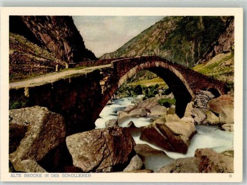 Schöllenen Foto AK Alte Brücke