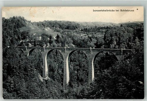 6313 Bad Schönbrunn Menzingen 1913 Foto AK Lorzentobelbrücke