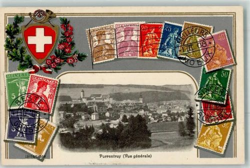 2900 Porrentruy Pruntrut Prägedruck Briefmarken Lithographie