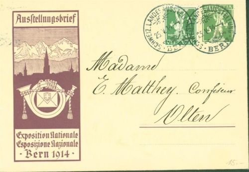 Bern Berne Ganzsache Ausstellungsbrief 1914 Phila Schweiz KEINE AK