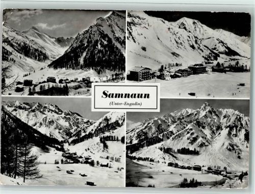 7563 Samnaun Dorf - Unter-Engadin 4-Bildkarte Winter