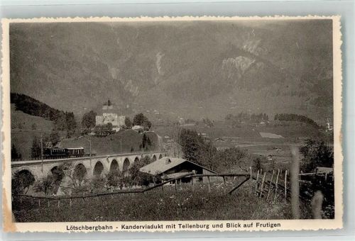 3714 Frutigen Foto AK Lötschbergbahn Tellenburg Kanderviadukt