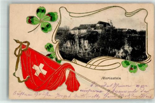 4115 Mariastein 1903 Prägedruck Kloster Kleeblatt Passepartout
