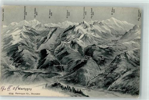 1920 Martigny 1908 - Landkarte